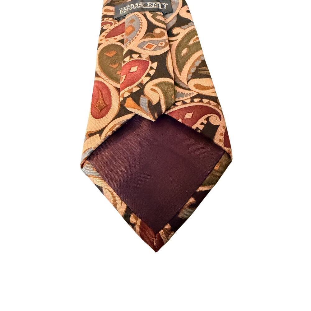 Lands End Silk Tie Paisley Necktie USA Vintage Multicolor Classic - Picture 3 of 10